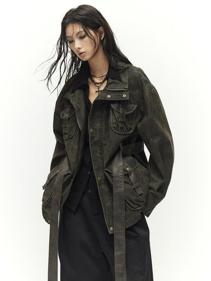 Low pixel Insulated Utility Slim Multi Pocket Stand Collar Women Cropped Jackets