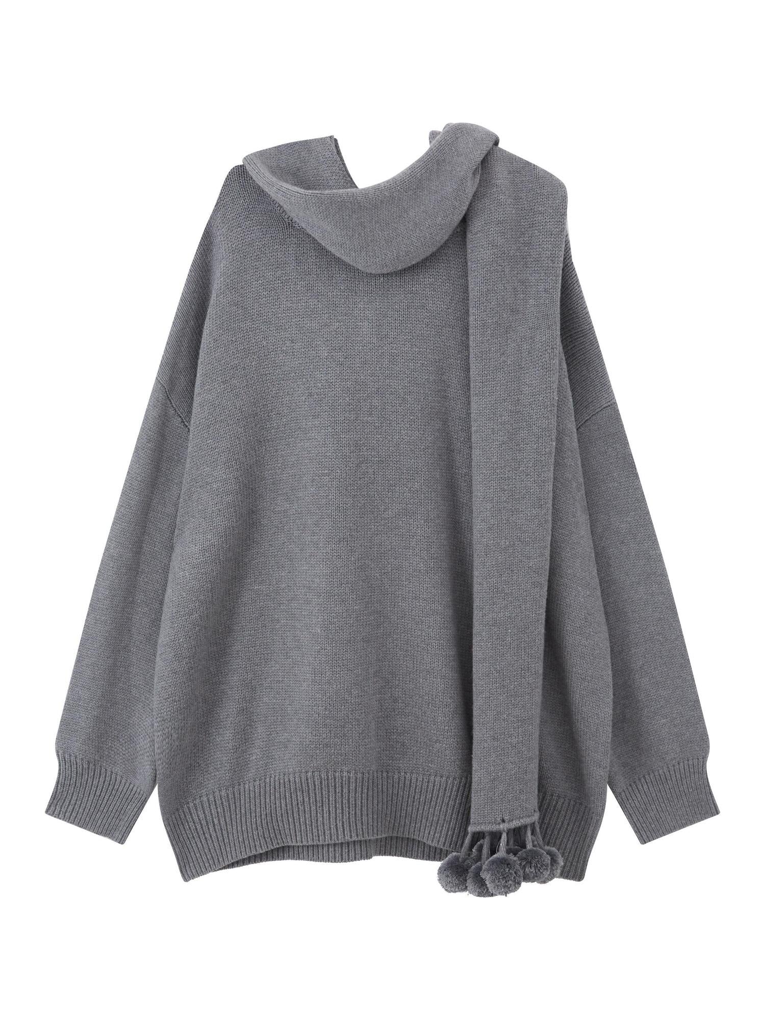 RUN TO THE FUTURE Thermal Commuter Loose Unisex Wool Cashmere Crewneck Gray Sweaters