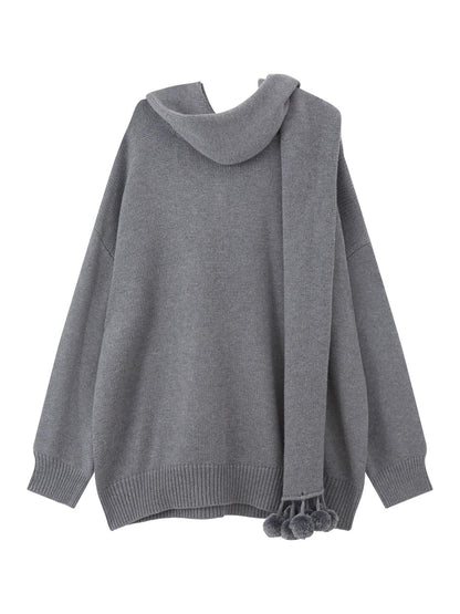 RUN TO THE FUTURE Thermal Commuter Loose Unisex Wool Cashmere Crewneck Gray Sweaters