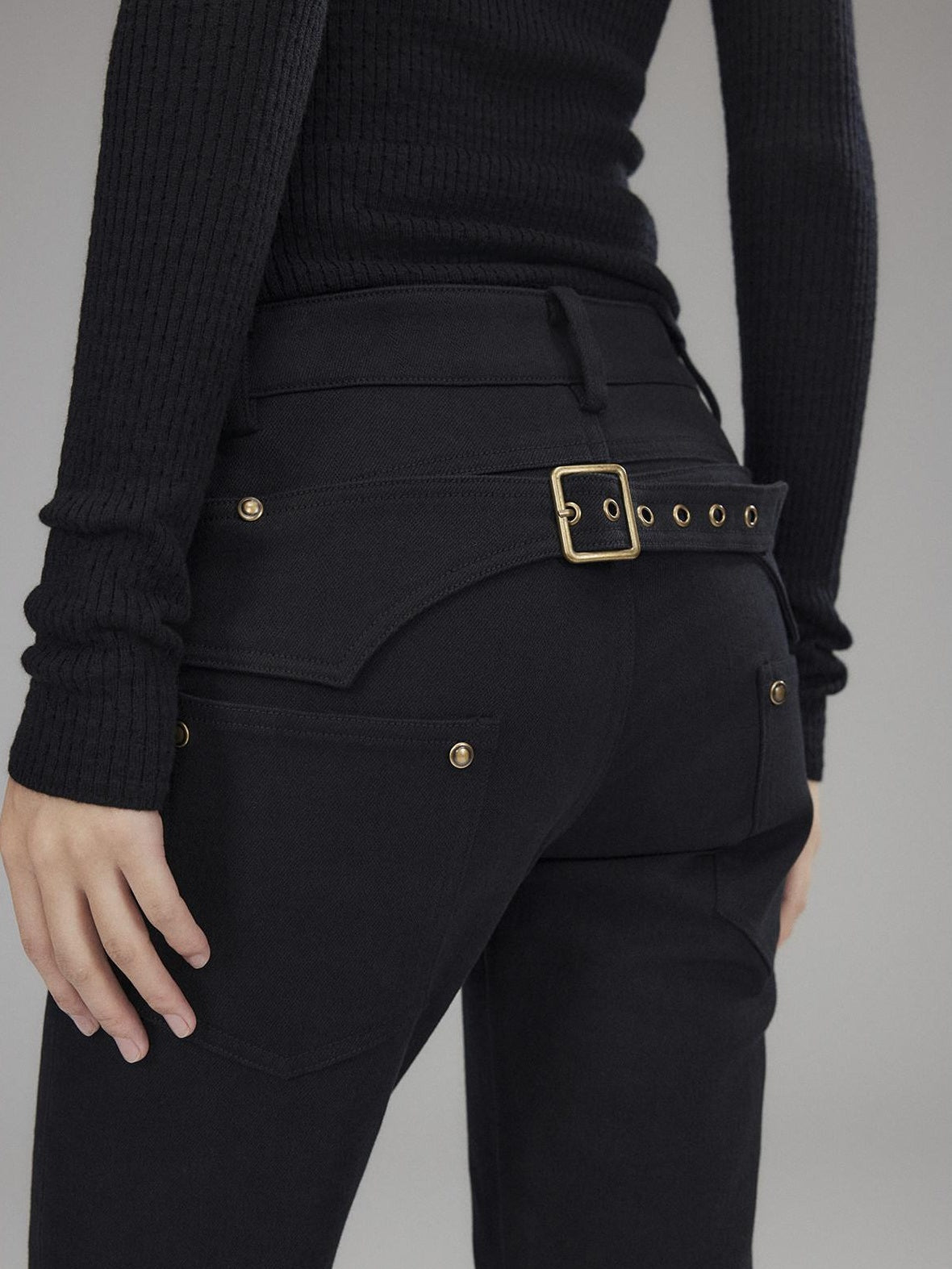 Low pixel Washed Black Low Rise Microstretch Street Tight Women Cotton Zip Straight Pants