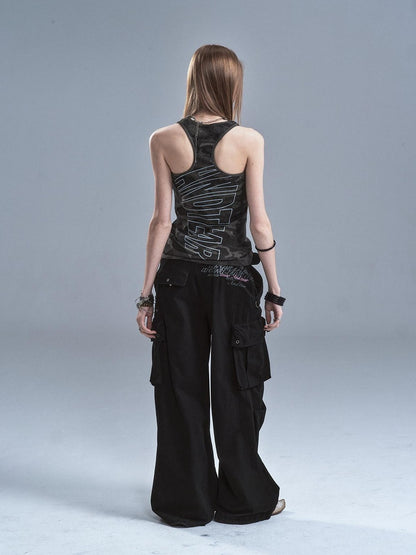wear And tear Dark Camouflage Back Line Print Racerback Slim Women&