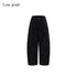 Low pixel Black Cotton Flocked Low Rise Loose Street Women Zip Fly Wide Leg Jeans