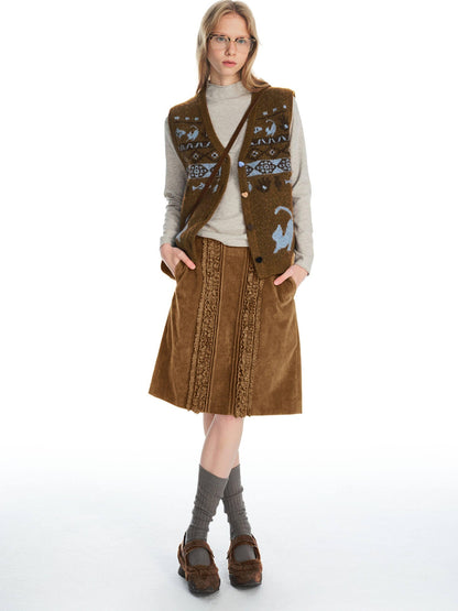 OuttheBlue Recycled Green Fiber Animal Print Commuter Style Women Cardigan Tank Tops