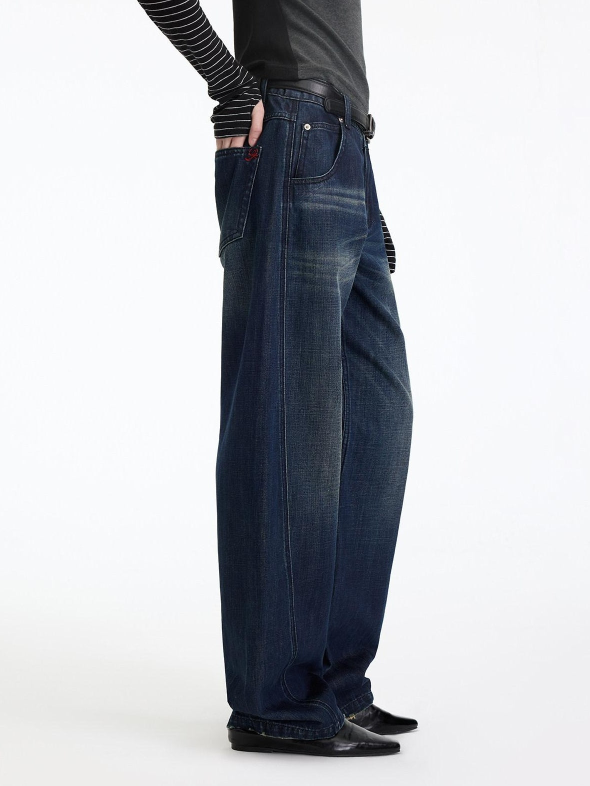 RUN TO THE FUTURE Vintage Washed High Cotton Relaxed Mid Low Waist Women Zip Fly Straight Jeans