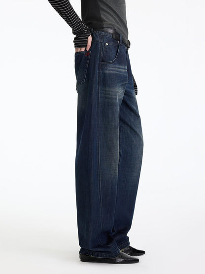 RUN TO THE FUTURE Vintage Washed High Cotton Relaxed Mid Low Waist Women Zip Fly Straight Jeans