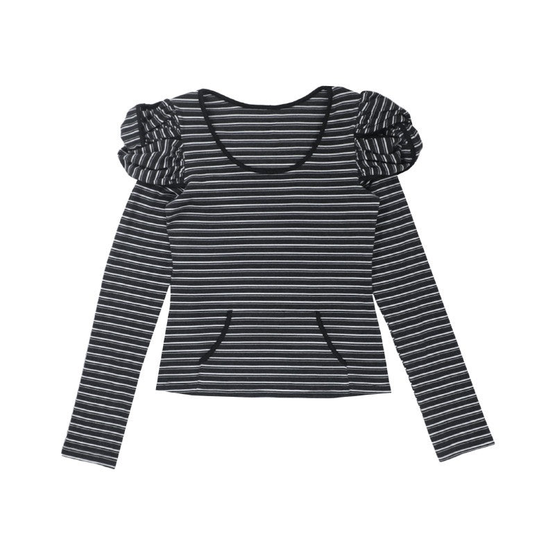 nit alcove Soft Modal Slim Fit Casual Sculpted Women Striped Bow Long Sleeve T-Shirts