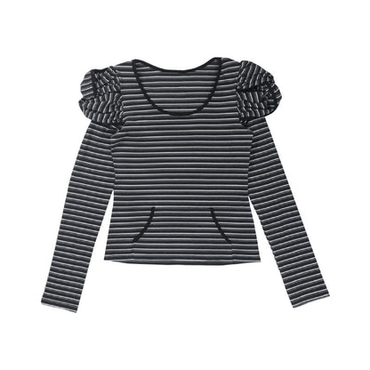 nit alcove Soft Modal Slim Fit Casual Sculpted Women Striped Bow Long Sleeve T-Shirts