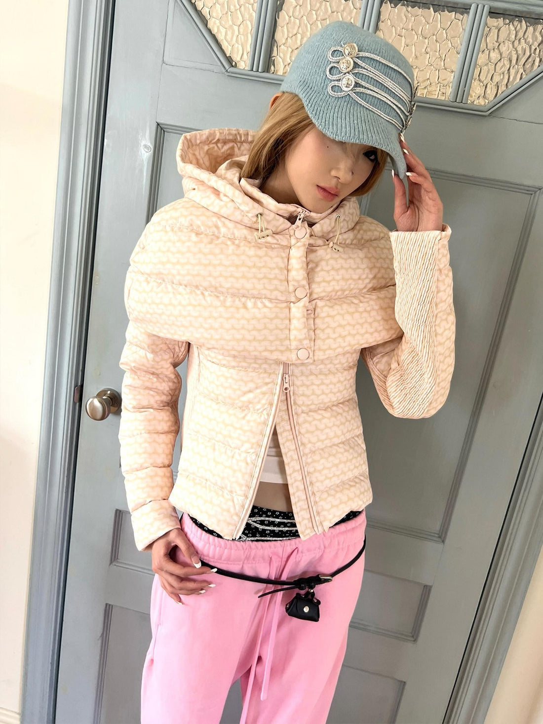 nit alcove 95% White Duck Down Detachable Hood Short Waterproof Polka Dot Down Jackets