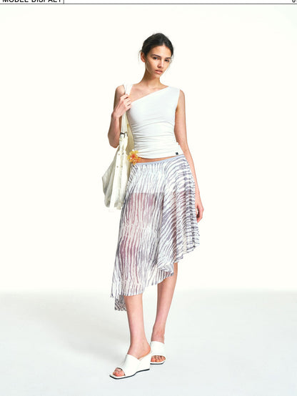 kvkv White Asymmetric Square Neck Ruched Slim Women&