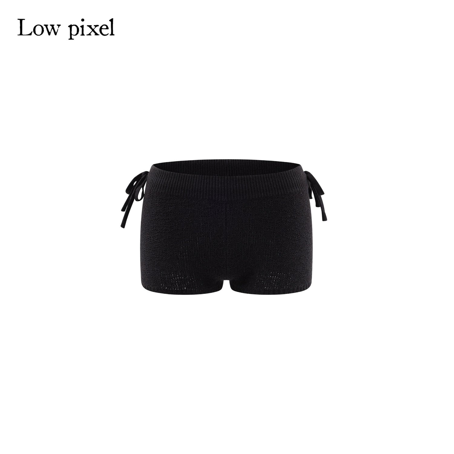 Low pixel Knitted Wool Blend Loose Street Style Women Two Piece Set Navy Mini Shorts
