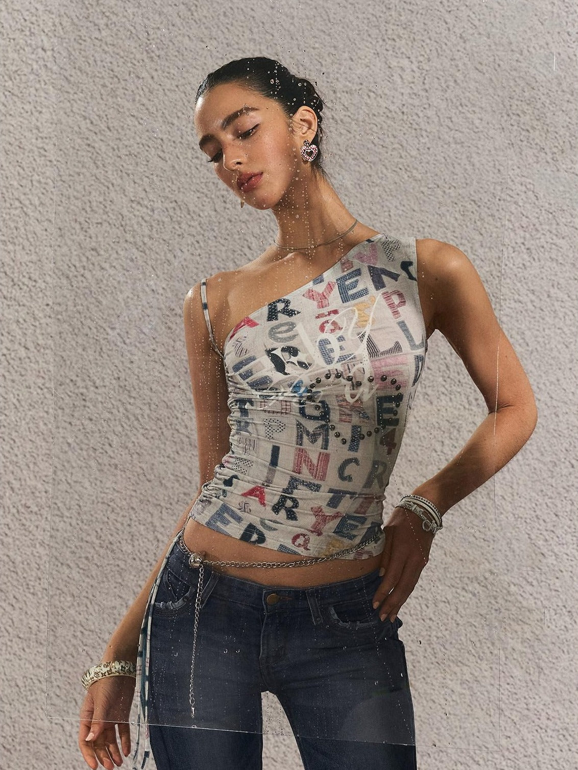 The NeverMore Original Backless Slim Fit Cropped Cotton Women Printed Letter Tank Tops