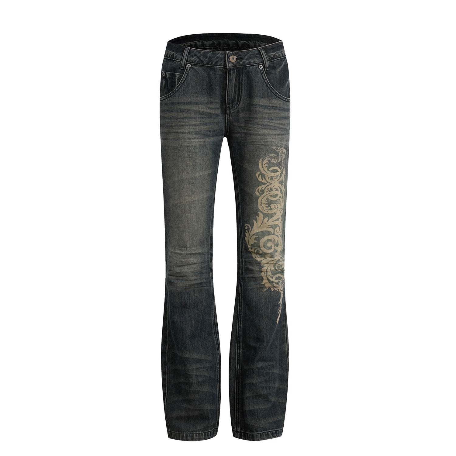 DoublePunch_Baroque_Print_Distressed_Micro_Flare_Women&