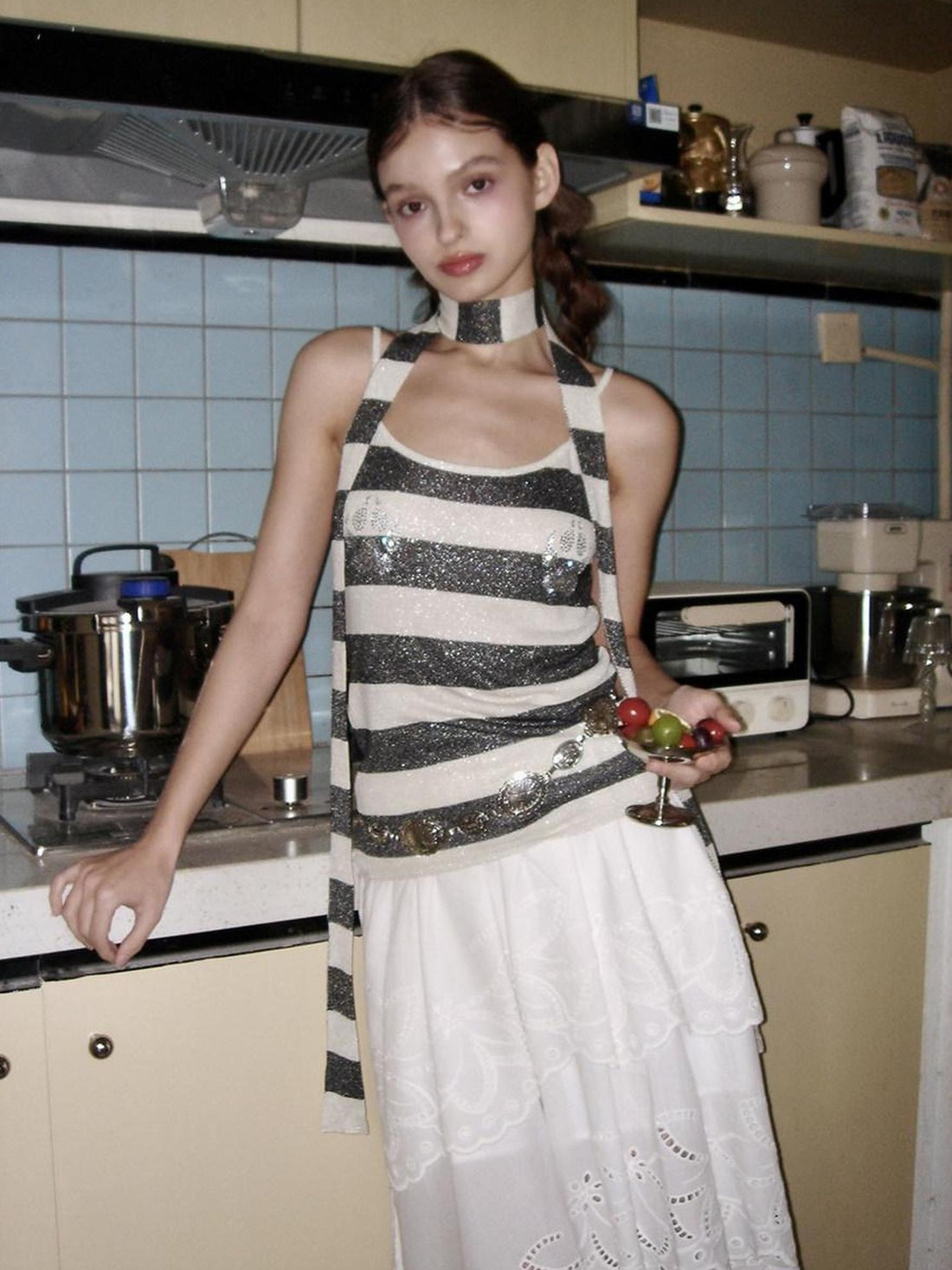 9rotic 100 Percent Cotton Versatile Asymmetric Hem Mid Waist White One Size Midi Skirt