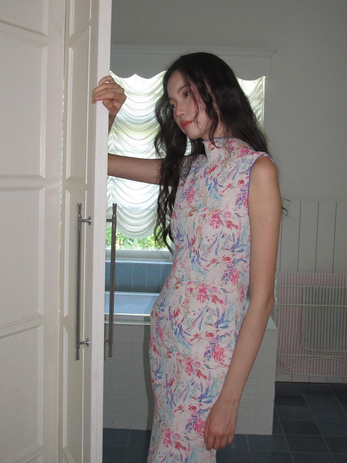 9rotic Artistic Ink Print Pleated Women&