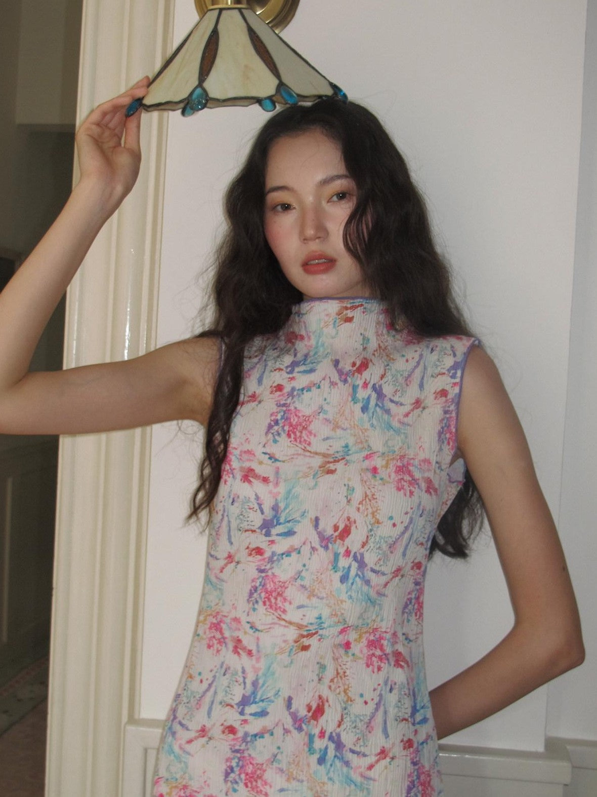 9rotic Artistic Ink Print Pleated Women&