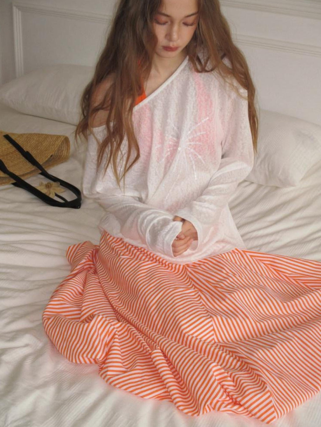 9rotic Embroidered Cotton Blend Loose Fit Asymmetric Long Sleeve White Maxi Dresses