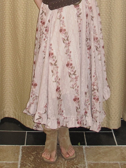 9rotic_Floral_Embroidered_V-neck_Ruffle_Cinched_Waist_Tie_Women&