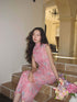 9rotic Soft Pink Ombre Floral Ruched Cinched Waist Women&