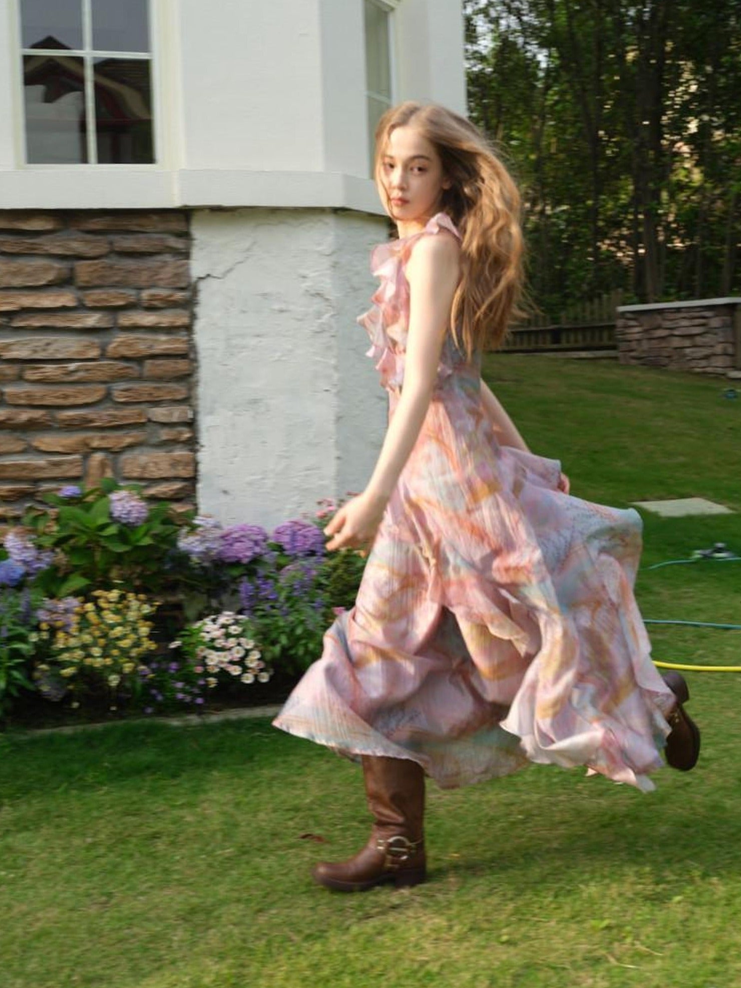 9rotic Tencel Lace V-ceck Slim Sleeveless Ins Fairy For Women Maxi Dresses