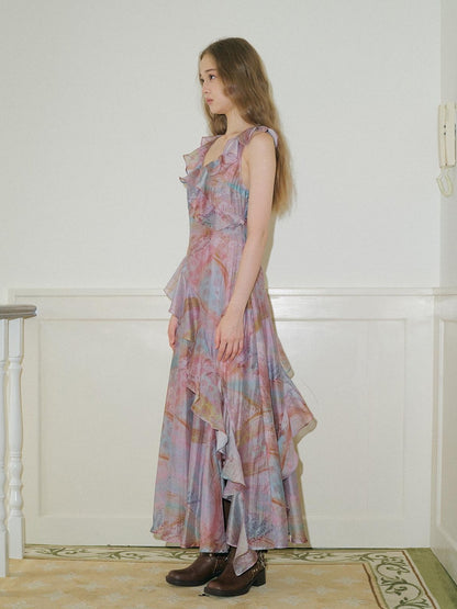 9rotic Tencel Lace V-ceck Slim Sleeveless Ins Fairy For Women Maxi Dresses