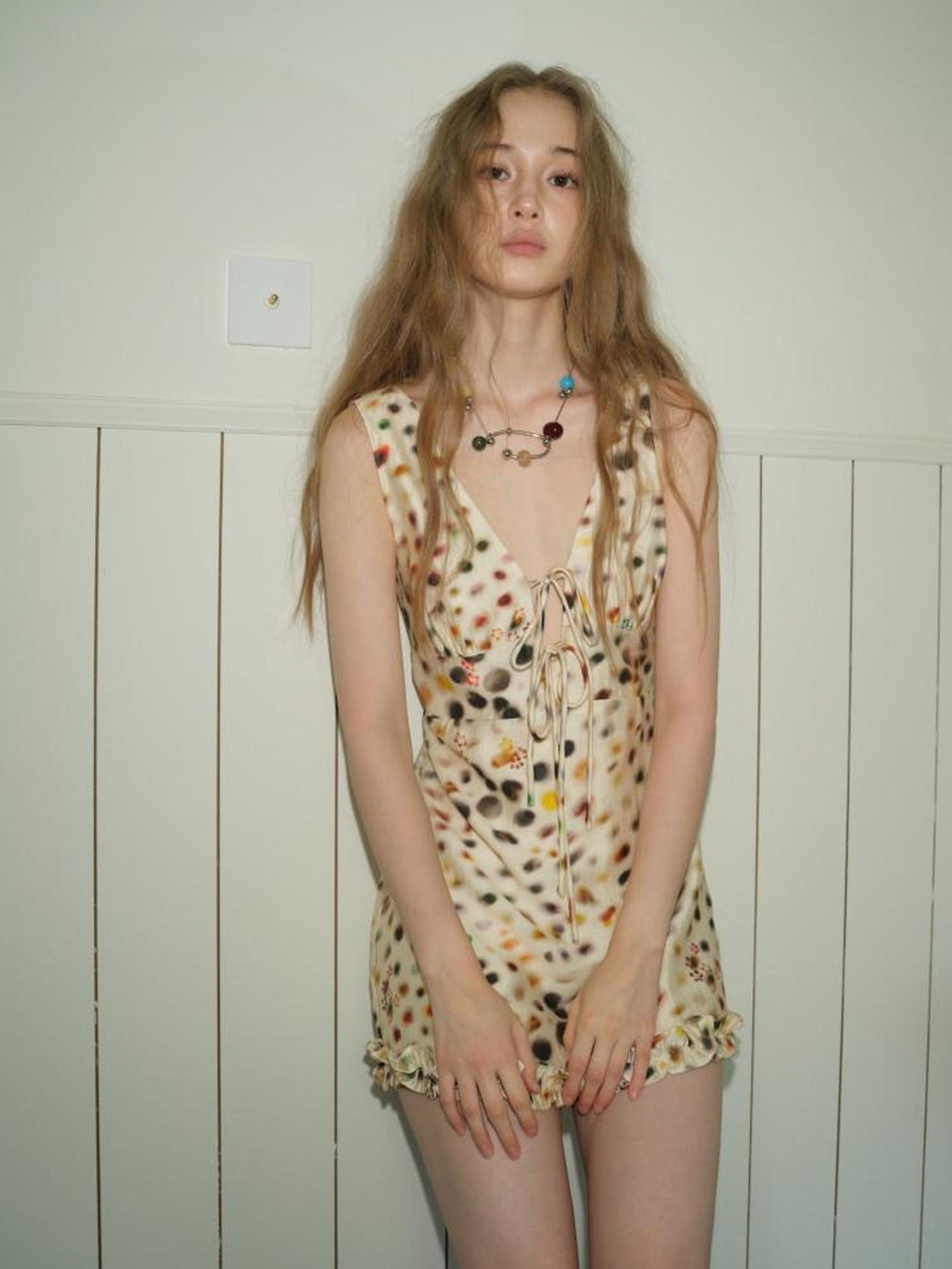 9rotic Tencel Printed Sleeveless V-ceck Tie Waist A Line Casual Women Maxi Dresses