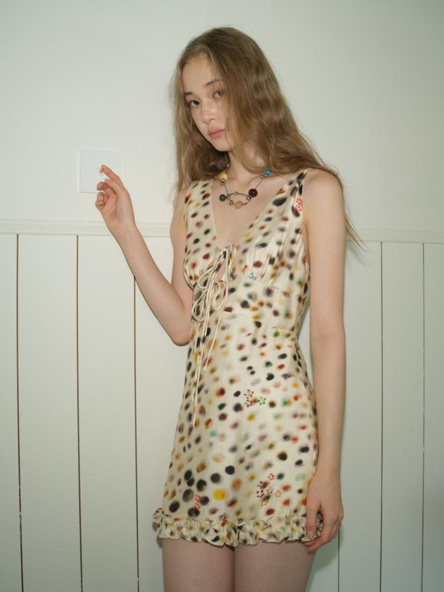 9rotic Tencel Printed Sleeveless V-ceck Tie Waist A Line Casual Women Maxi Dresses