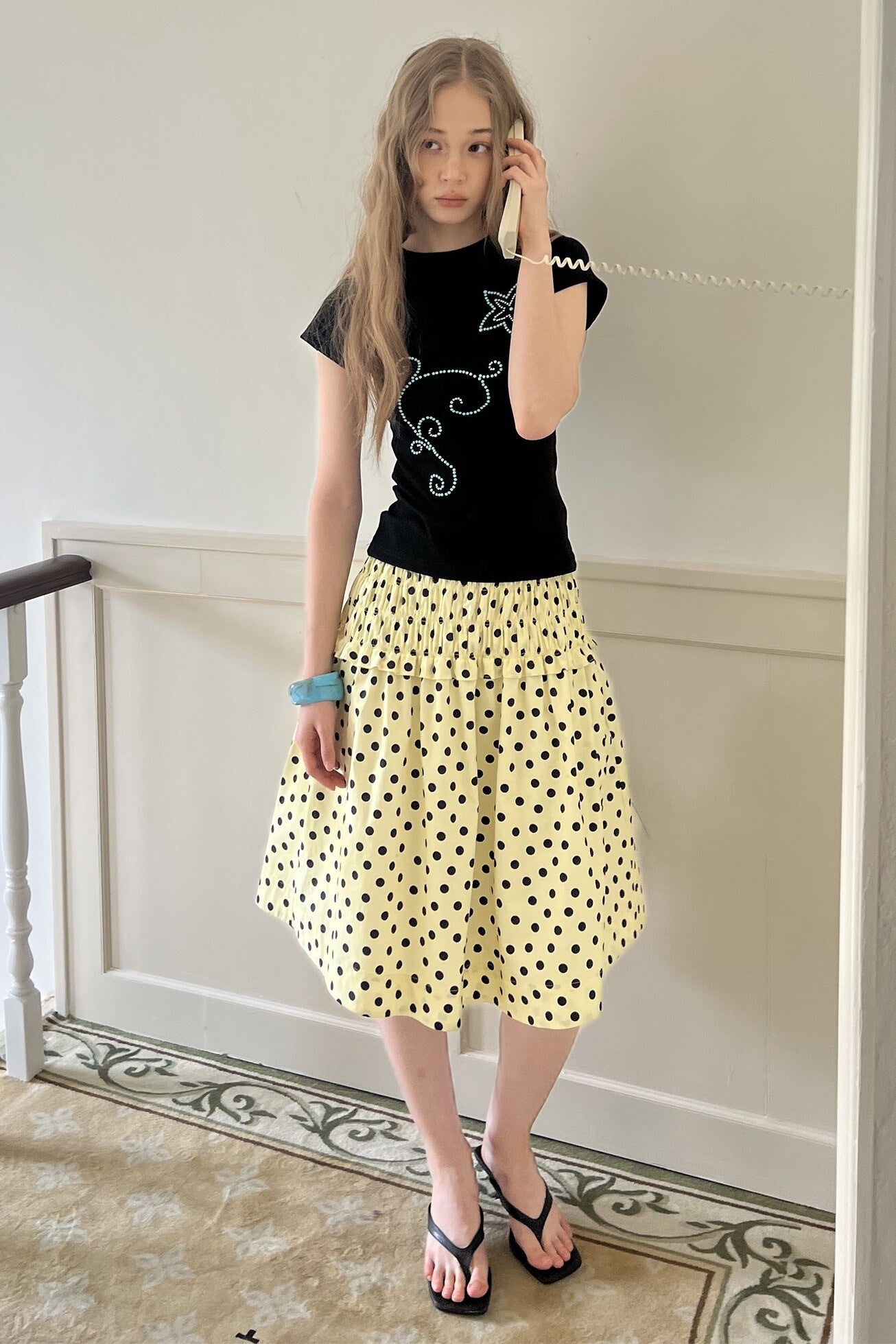 9rotic_Versatile_Yellow_Polka_Dot_Mid_Rise_Cotton_Blend_One_Size_Casual_Tank_Tops_MISSTT