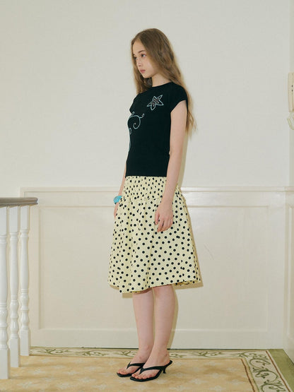 9rotic Versatile Yellow Polka Dot Mid Rise Cotton Blend One Size Casual Tank Tops