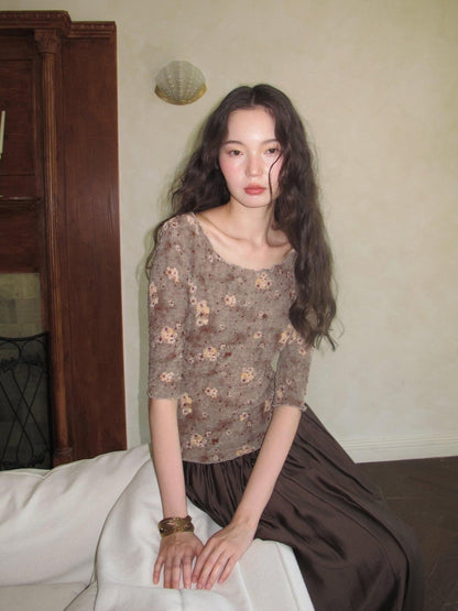 9rotic Wavy Edge Ruched Floral Cinched Waist Women&