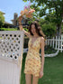 9rotic_Yellow_Floral_V-neck_Tie_Waist_Ruffle_Sleeveless_Women&