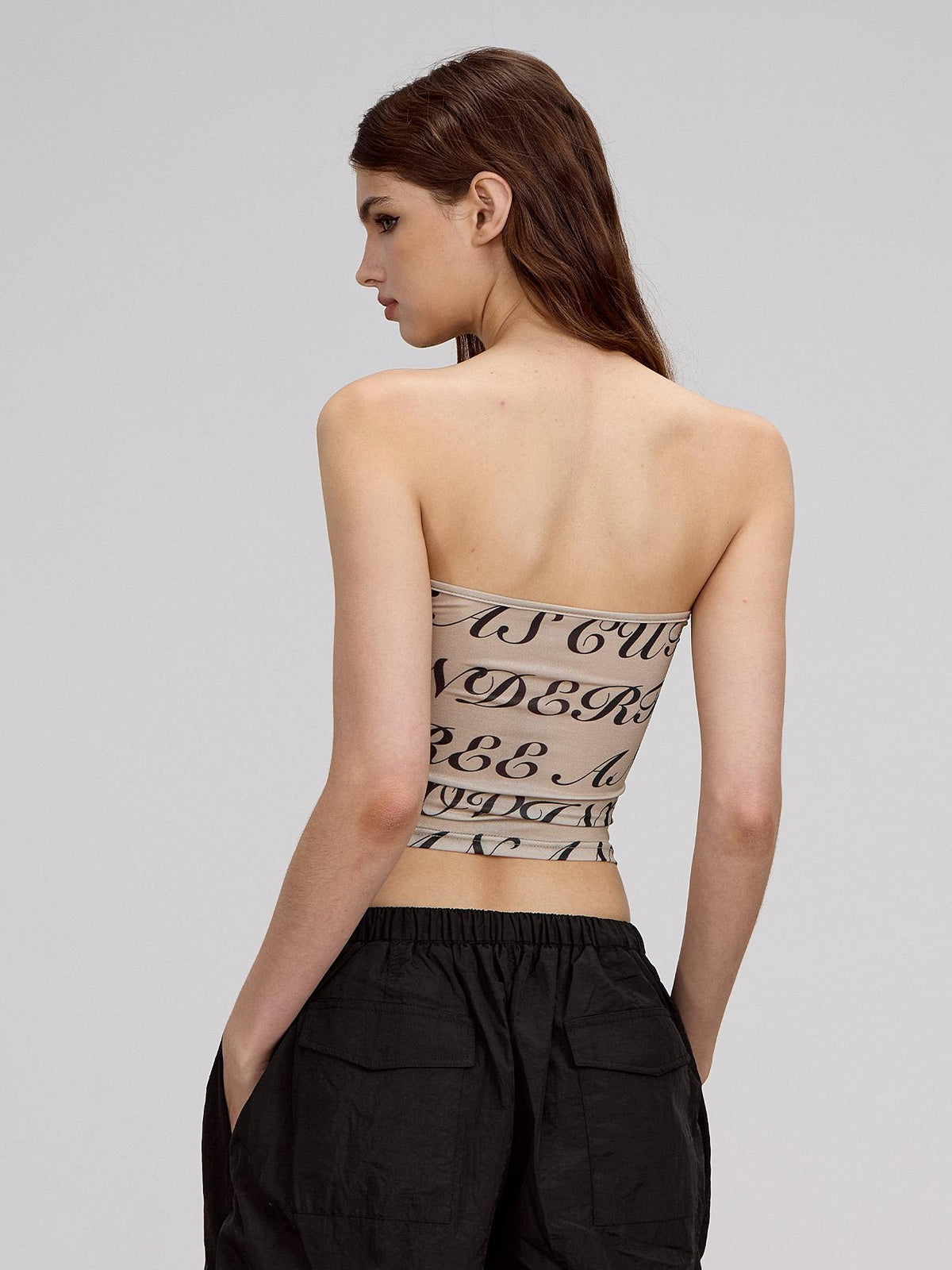 AE30 Saint Allover Letter Print Cutout Metal Slim Fit Women&