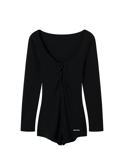 AE30 Saint Black Textured Deep V-neck Women&