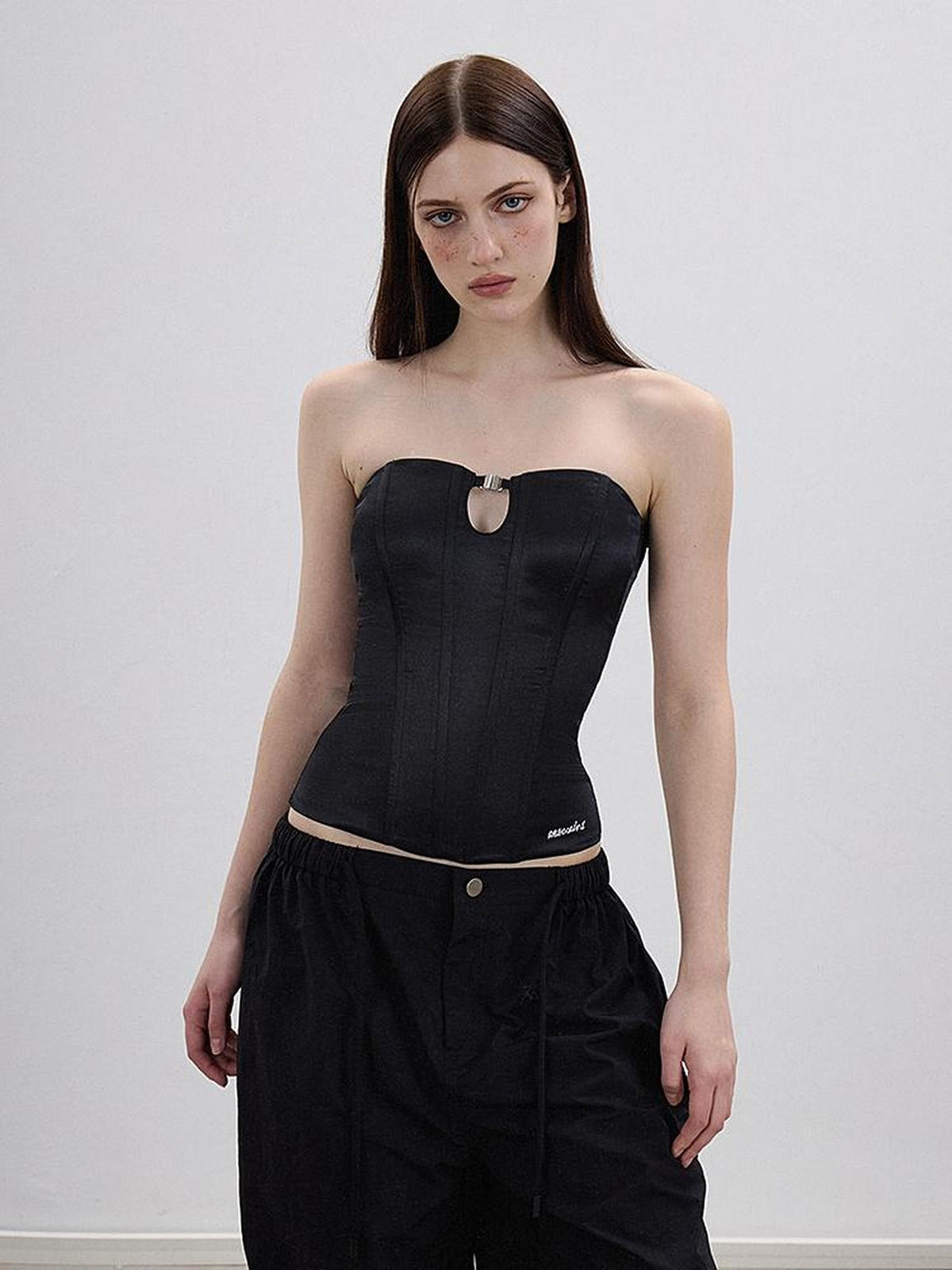 AE30 Saint Cutout Metal Buckle Lace Up Corset Style Women&