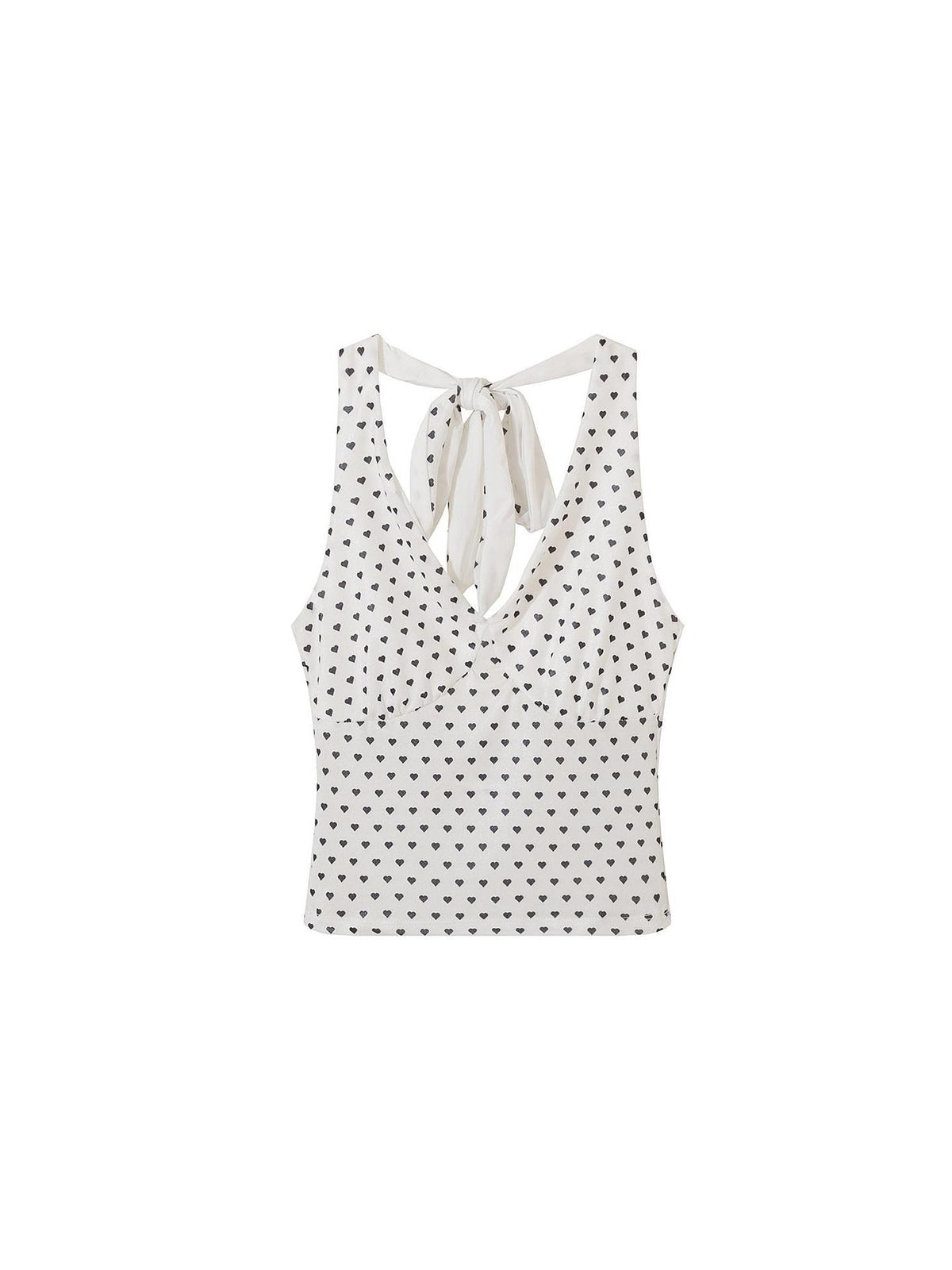 AE30 Saint Heart Print Black White Polka Dot Open Back Women&