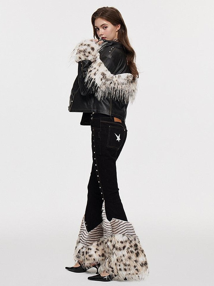 AE30 Saint Leopard Print Spliced Padded Pu Women&