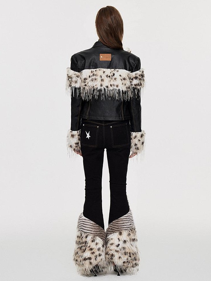 AE30 Saint Leopard Print Spliced Padded Pu Women&