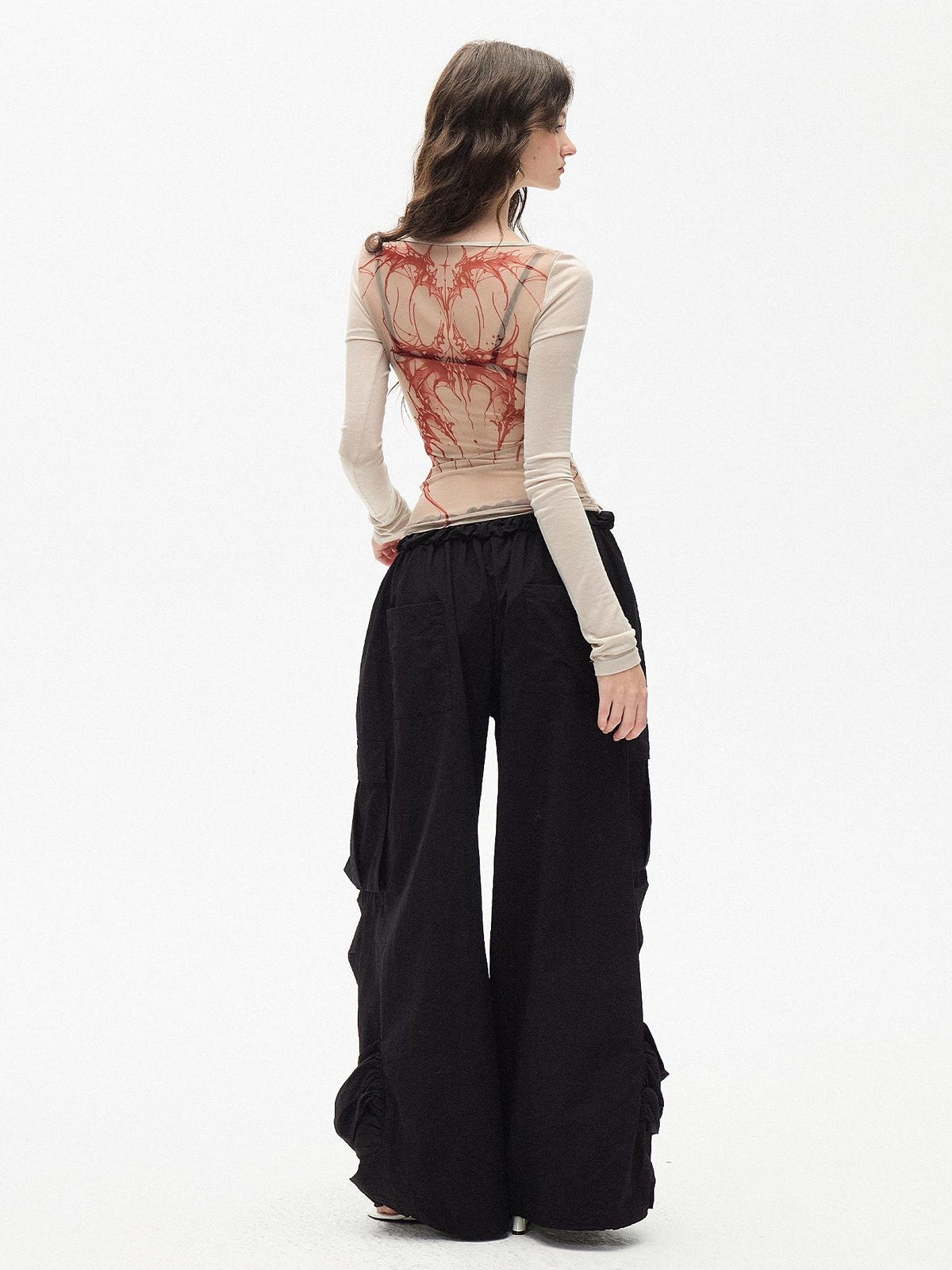 AE30 Saint Print Open Back Mesh Panel Women&