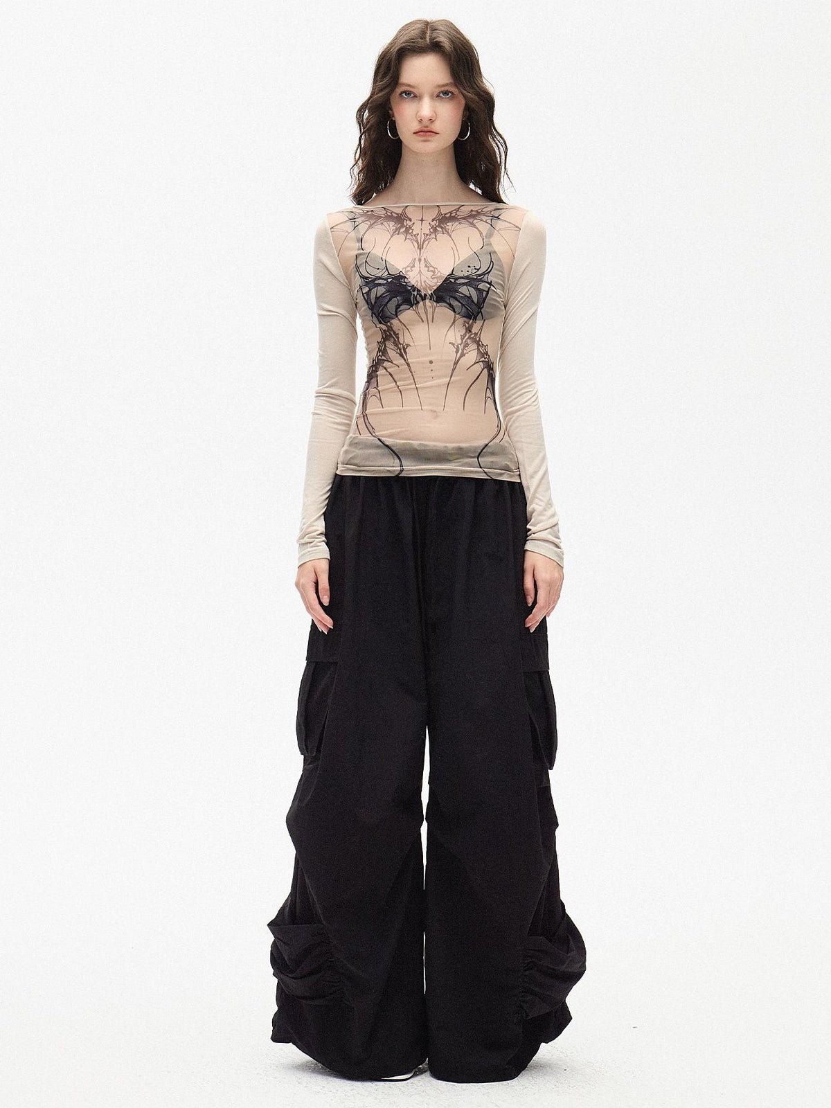 AE30 Saint Print Open Back Mesh Panel Women&