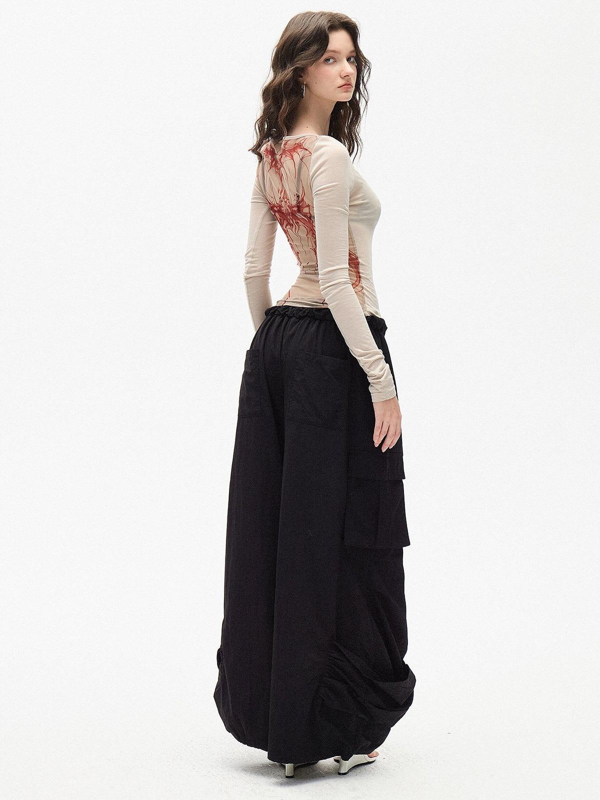 AE30 Saint Print Open Back Mesh Panel Women&