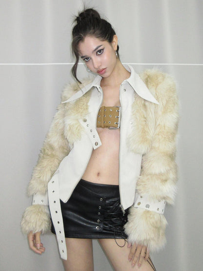 AE30 Saint Quilted Padded Spliced Faux Fur Slim Fit Women&