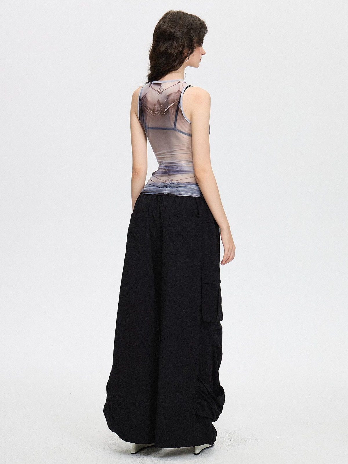 AE30 Saint Sheer Mesh Mecha Print Slim Fit Women&