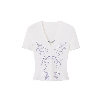 AE30_Saint_Starfish_Contrast_Embroidery_Beaded_V-neck_Slim_Fit_Women&