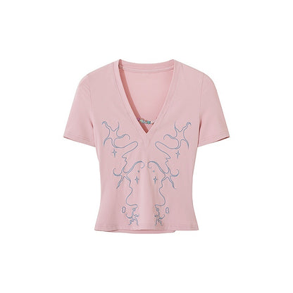 AE30_Saint_Starfish_Contrast_Embroidery_Beaded_V-neck_Slim_Fit_Women&