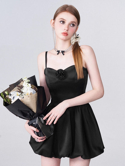 AFTADAWN 3d Rose Cinched Waist Bubble Skirt Women&