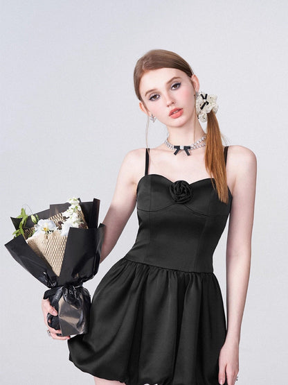 AFTADAWN 3d Rose Cinched Waist Bubble Skirt Women&