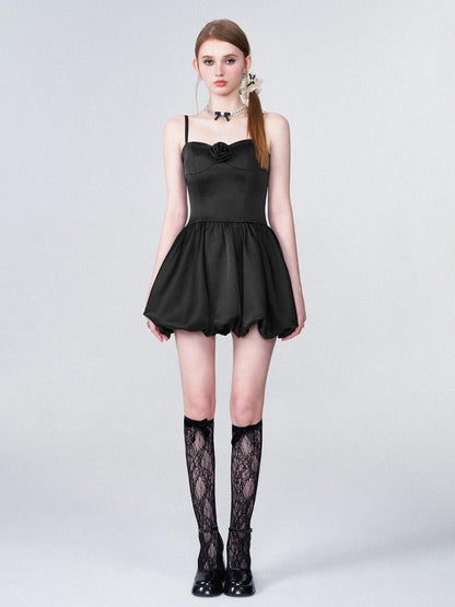 AFTADAWN 3d Rose Cinched Waist Bubble Skirt Women&