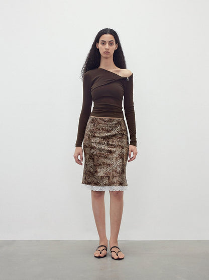 AFTADAWN 3d Sequin Leopard Lace Splice High Waist Women&