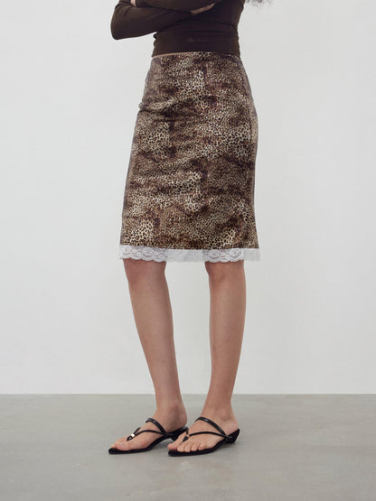 AFTADAWN 3d Sequin Leopard Lace Splice High Waist Women&