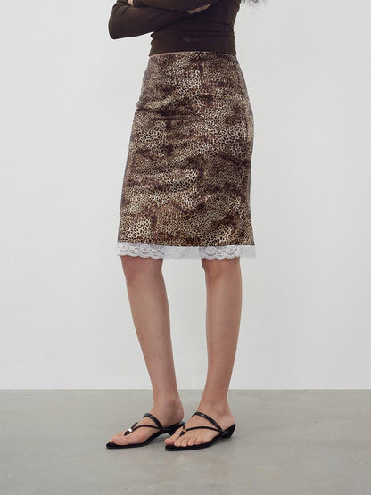 AFTADAWN 3d Sequin Leopard Lace Splice High Waist Women&