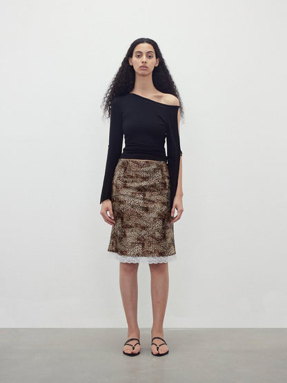 AFTADAWN 3d Sequin Leopard Lace Splice High Waist Women&